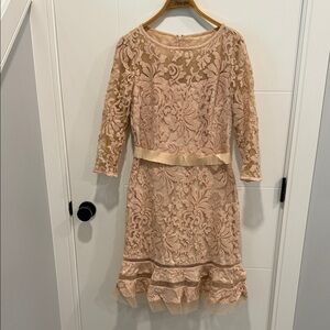 Tadashi Shoji Floral Lace Dress in Soft Cream size 12
